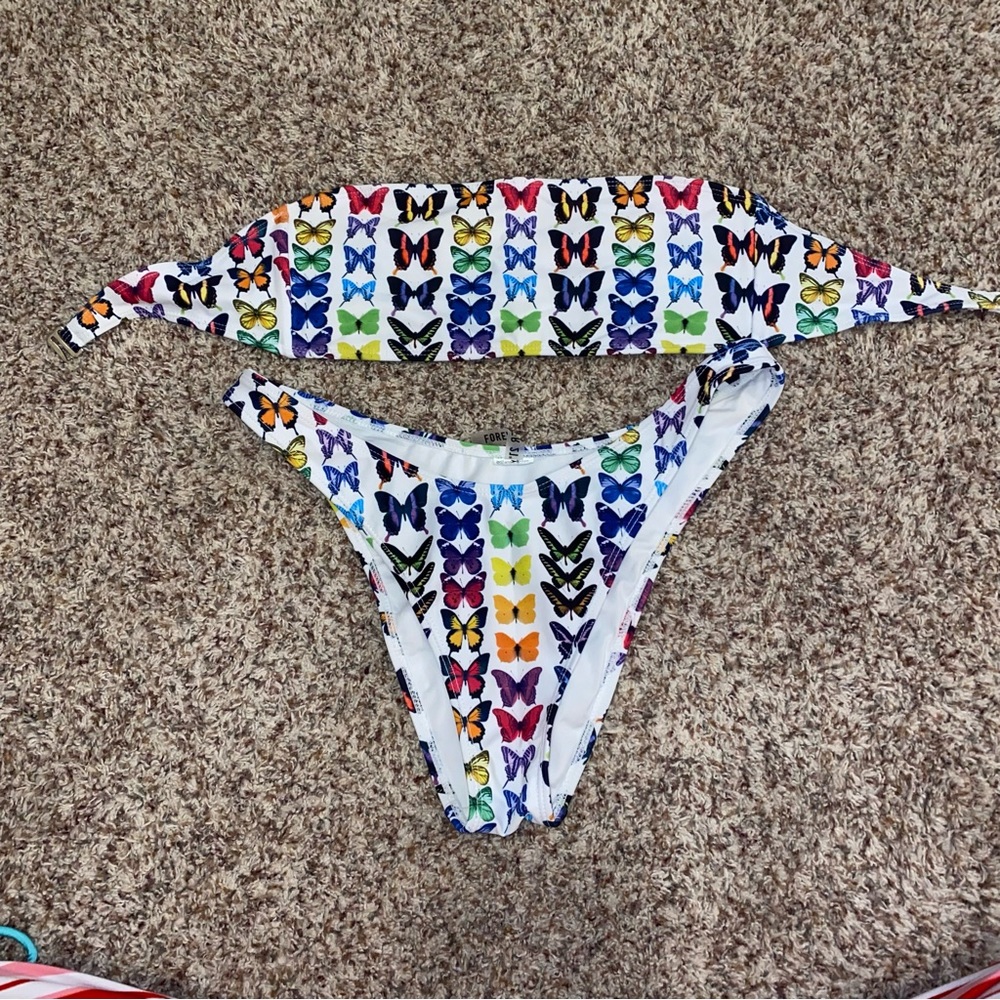 Two piece swimsuit butterfly print